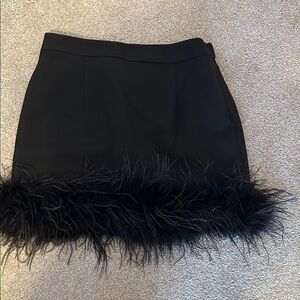 Impressions Black Feathered Mini Skirt